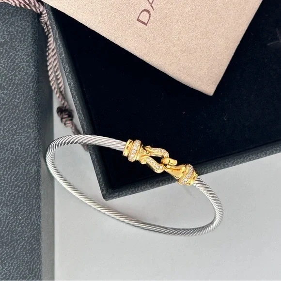 David Yurman Silver Bracelet with Gold Clasp - Picture 1 of 4